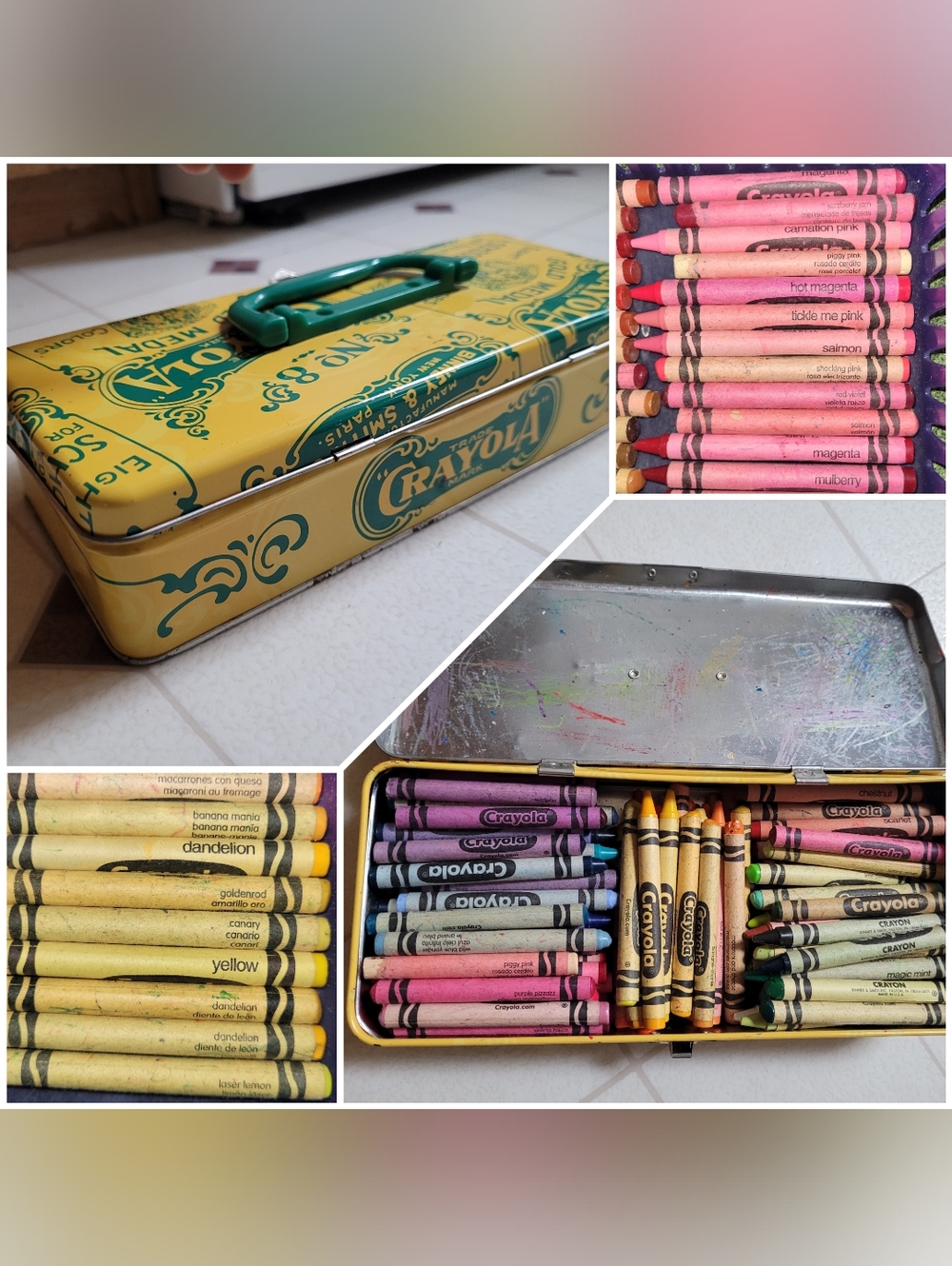 Crayola Crayon Rare Vintage Discontinued Assortment & Tin Crayola Box 112 Count